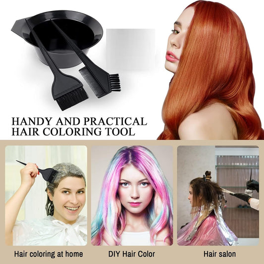 Generic Hair Dye Set (3 Pcs) Hair Dye Set Colouring Tint Tool Brush Kit Double-Sided Comb Brush with Mixing Bowl Hairdressing & Highlighting Home Accessories for Men Women & Girls
