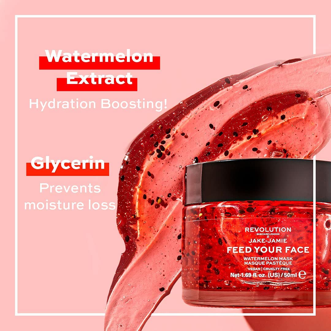 Revolution Skincare London, Jake Jamie Watermelon Hydrating Face Mask, Watermelon Scented Formula, Moisturising, 50ml