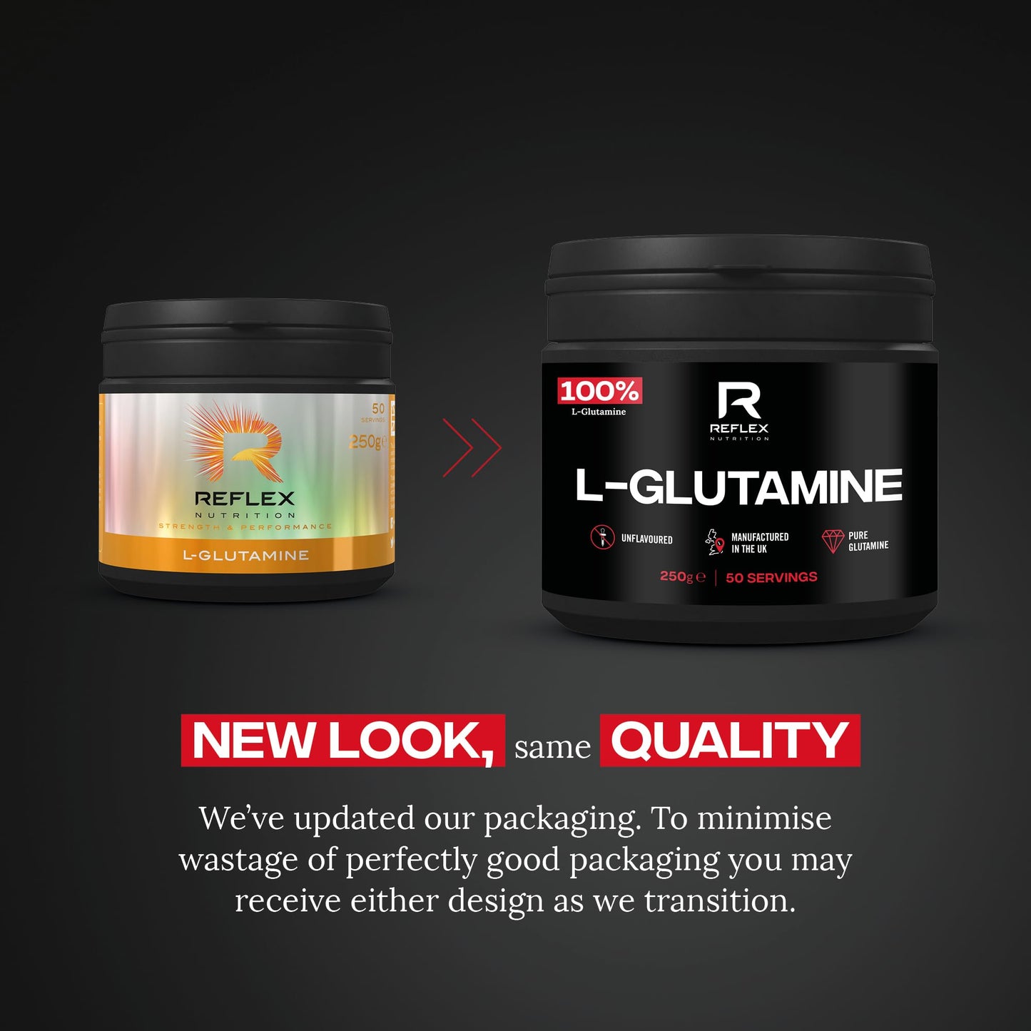 Reflex Nutrition L Glutamine Powder 250g (5g per Serving, 50 Servings) – Pure L Glutamine Amino Acid – Unflavoured Pre & Post Workout Nutritional Supplement