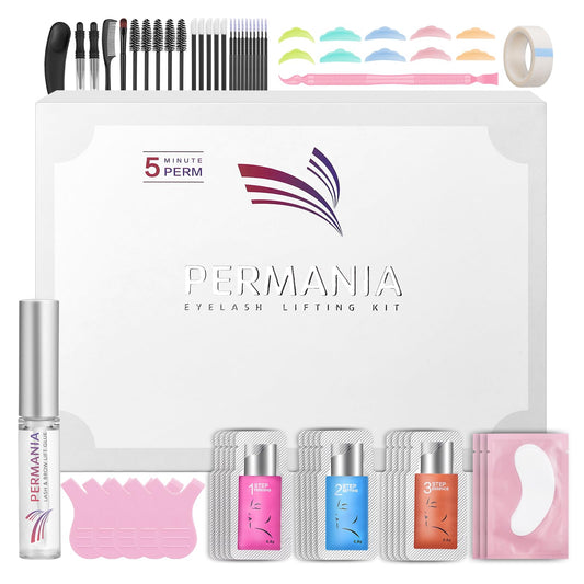 PERMANIA Lash Lift Kit, 2 in 1 Fast Eyelash Lift and Brow Lamination Kit, 5 Pcs Each Sachet, Eyelash Perming Curling Set with Complete Tools, for Salon and Home Use