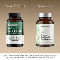 Marine Organics MarineOrganics Organic Sea Moss Capsules - 90 Irish Sea Moss and Bladderwrack Capsules - Iodine Tablets - UK Wild Harvested Seamoss - High Potency