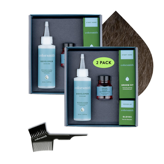 colorsmith Colorsmith Hair & Beard Colour for Blending Greys 2 pack, Ammonia-Free Complete Men’s At-home Beard & Hair Dye Kit, Professional-grade Demi-Permanent Hair Colour (Light Brown 6.0)