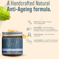 The Ilex Wood - Frankincense and Bergamot Face Balm - 100% Natural, Handmade, Vegan, Moisturising, Anti Ageing, Wrinkle and Line Reducing Ingredients, Cruelty & Plastic Free, Palm Oil Free. 60ml