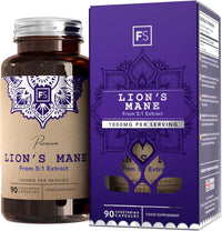 Focus FS Lions Mane | High Strength Lion's Mane Supplement - 90 Lionsmane Capsules 1000mg per Serving | Lionsmane Mushroom Complex | Non-GMO, Gluten & Allergen Free | Made in The UK