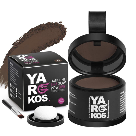 MIFANYO Hairline Shadow Powder, Instantly Root Touch Up Powder for Women Gray Hair Cover Up, Color Root Coverage for Thinning Grey, Mens Roots Concealer for Hair Loss Beard Line, 3-Dark Brown
