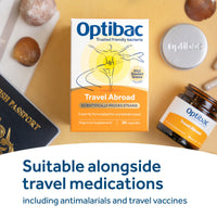 Optibac Probiotics Travel Abroad - Vegan Travel Probiotics - Digestive Supplement with Saccharomyces Boulardii, Lactobacillus & Bifidobacterium - Most Trusted & Recommended Brand - 20 Capsules