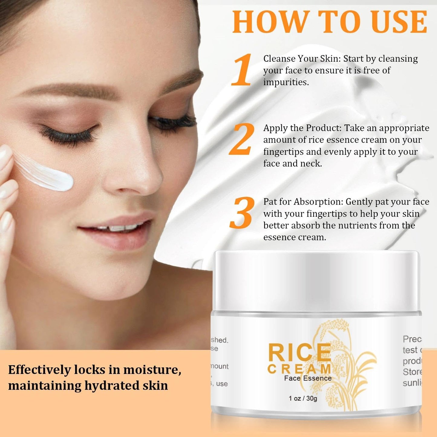 AuraAnge Rice Face Cream with Niacinamide - Moisturizer, Hydrating Face Cream for Improved Skin Barrier, Even Skin Tone