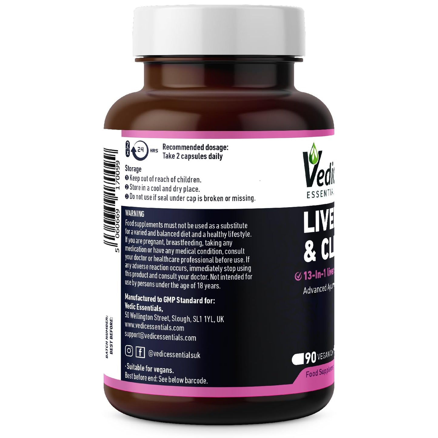 Vedic Essentials Vedic Advanced Liver Cleanse & Detox | High Strength Liver Support Capsules | 13 Essential Natural Ingredients for Healthy Liver Function | Vegan, UK Made, Premium Supplement