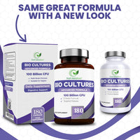 Bio Cultures Complex Probiotics 100 Billion CFU with Prebiotics, 180 Vegan Caps – Lactobacillus Plantarum & Saccharomyces Boulardii Probiotic - 6 Month Supply, Probiotics for Women, Packaging May Vary