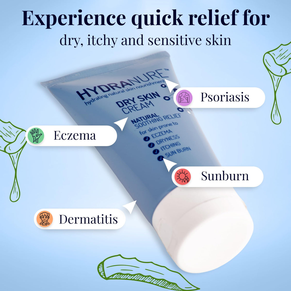 HYDRANURE HydraNure Natural Organic Eczema Cream & Treatment for Babies & Adults-Cools Soothes Repairs & Protects Baby's Skin by Parents for Baby Eczema & Dry Itchy Skin Adult Eczema Psoriasis Sunburn (40ml)
