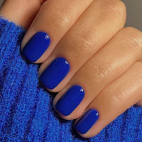 SXVME 48 Pcs Royal Blue Press on Nails Short Square Acrylic False Nails Short Coffin Natural Fake Nail Set Elegant Solid Color Full Cover Glossy Gel Stick on Nails for Women Daily Wear