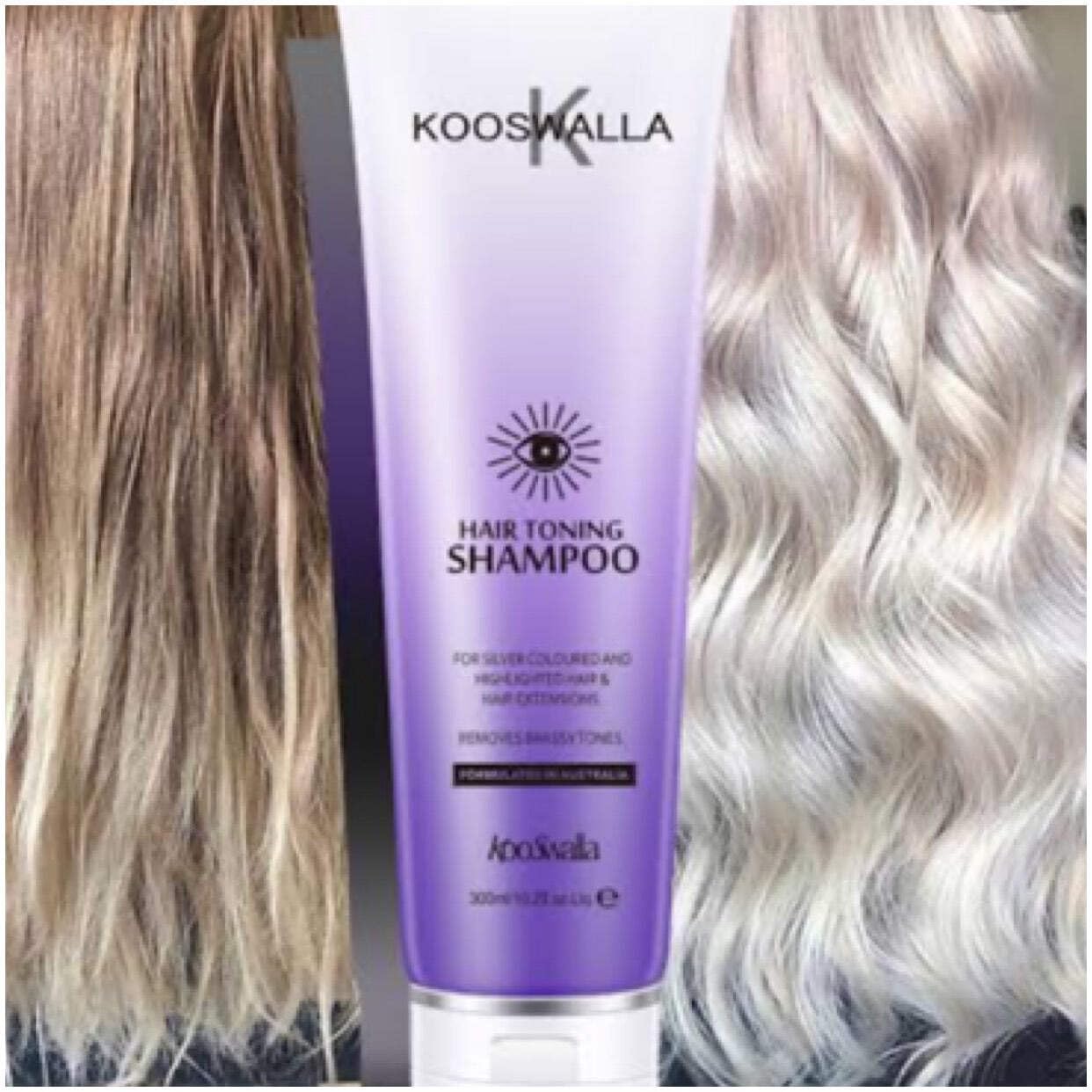 Kooswalla Silver Toner Shampoo, for Blonde Hair- Coloured Hair, Highlighted, Silver, Bleached and Hair Extensions - Eliminates Yellow Tones, 300ML - Anti Brassy - Keratin Home Treatment.