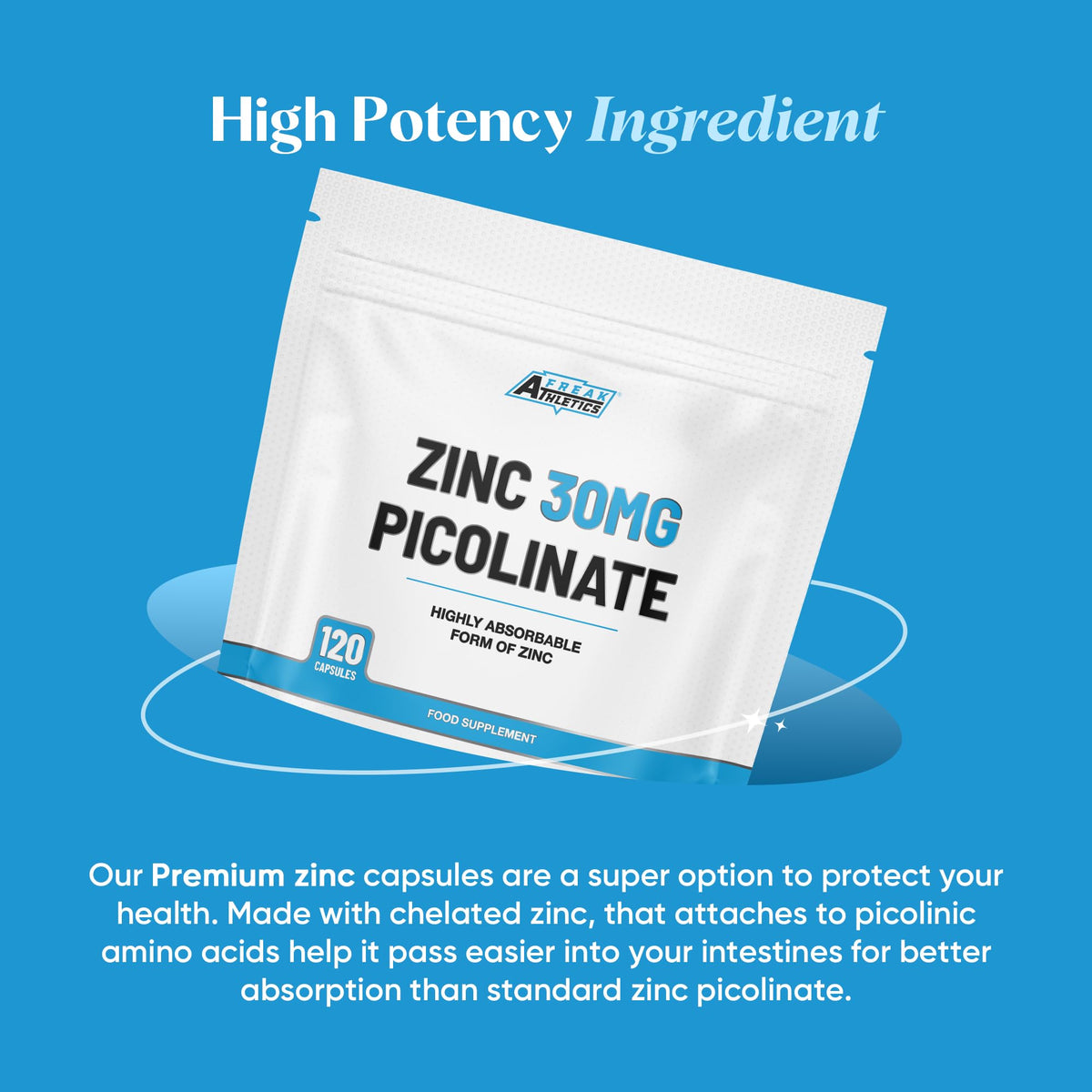Freak Athletics Zinc 30mg as Picolinate 120 Capsules Made in the UK