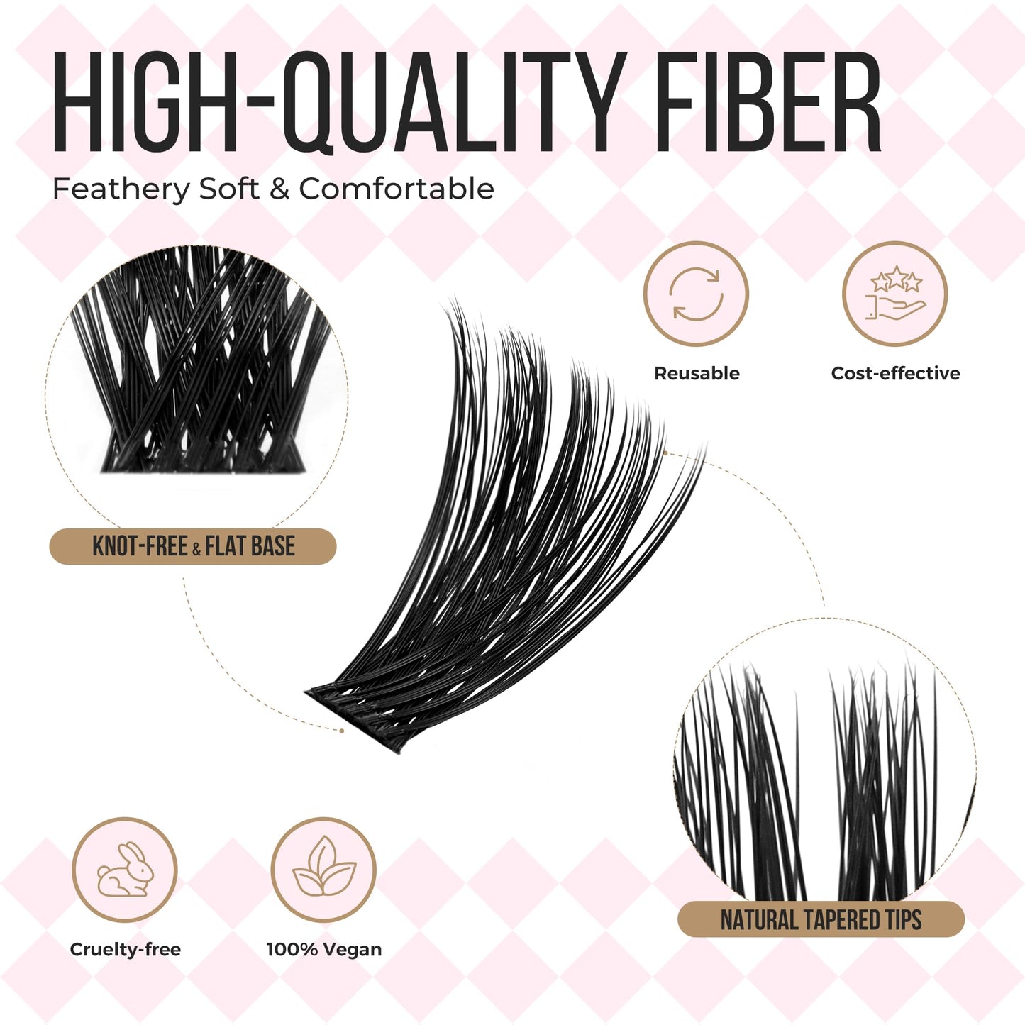 LASHVIEW Lash-Extension-Clusters 280pcs D Curl Lash Clusters Natural Look Cluster Lashes Extensions Super Thin Band & Soft Lashes Reusable 9-16mm MIX (100D)