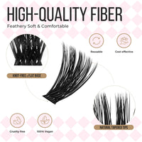 LASHVIEW Lash-Extension-Clusters 280pcs D Curl Lash Clusters Natural Look Cluster Lashes Extensions Super Thin Band & Soft Lashes Reusable 9-16mm MIX (100D)