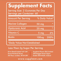 supplmnt. Supplmnt. Marine Collagen Gummies, Hydrolysed Collagen Peptides w/Biotin, Hyaluronic Acid & Vitamin C, Collagen Supplements for Women & Men, Collagen for Skin, Hair & Nails (One Size, Peach)