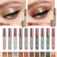 HQDA 10 Colors Liquid Eyeshadow Shimmer Glitter Metallic Eyeshadow Smokey Eye Looks Waterproof Long Lasting Quick Drying Eye Shadow Make up Kits (10 Colors)