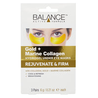 Balance Active Formula Gold & Marine Collagen Hydrogel Under Eye Masks (3 pack) Instantly Cool, Refresh & Revive Tired-Looking Eyes. Cruelty Free.