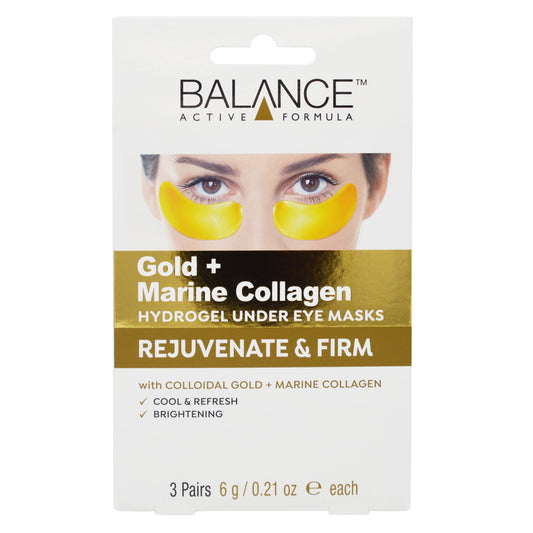Balance Active Formula Gold & Marine Collagen Hydrogel Under Eye Masks (3 pack) Instantly Cool, Refresh & Revive Tired-Looking Eyes. Cruelty Free.