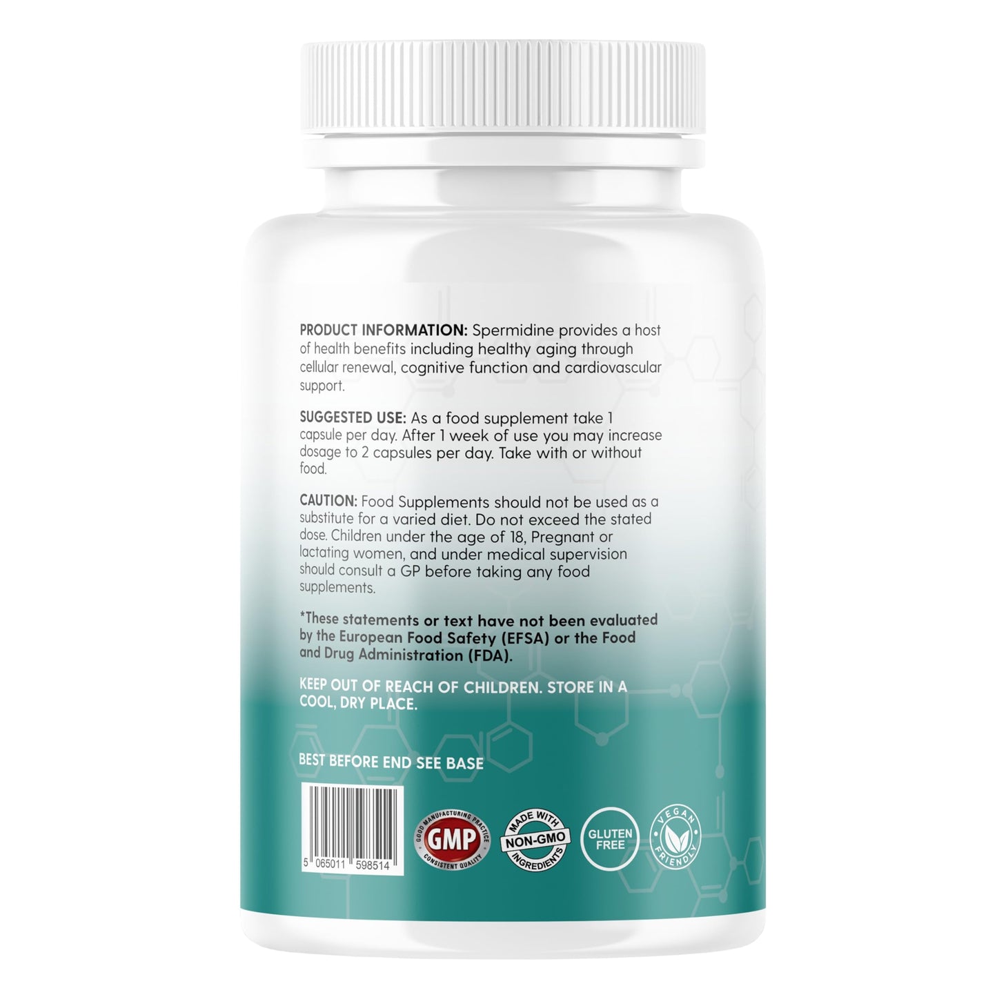 Vinco Supplements Vinco Spermidine Supplement - 10mg x 120 High Strength Spermidine Capsules - 99% Purity - Supports Healthy Ageing & Longevity - Non GMO & Gluten Free - Made in The UK