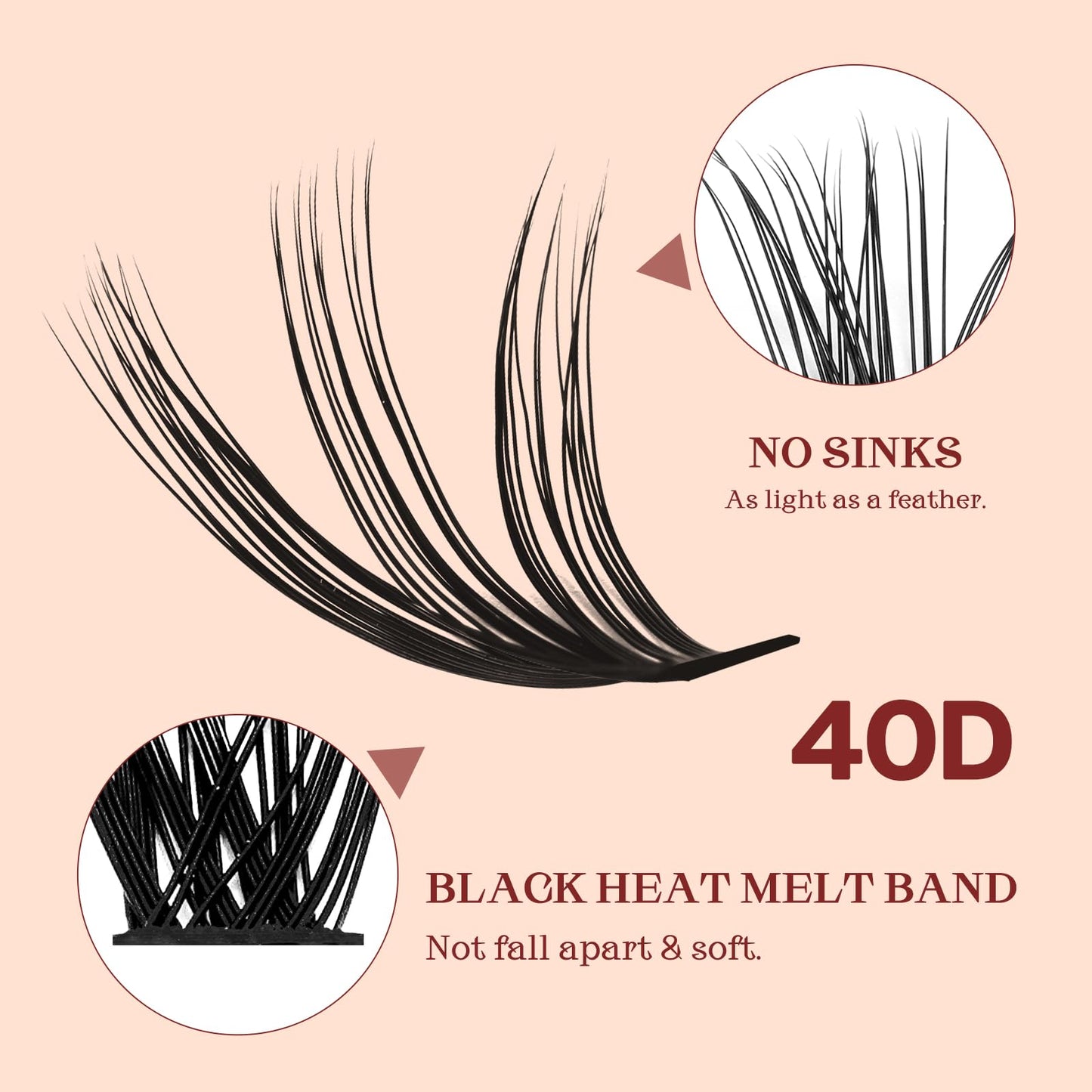 Higu clace 320PCS Lash Clusters D Curl 30D+40D 0.07mm 9-16mm DIY Individual Lashes Cluster Wispy Lash Clusters Matte Black Natural Look DIY Eyelashes at Home (30D+40D-0.07D-9-16MIX)