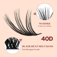 Higu clace 320PCS Lash Clusters D Curl 30D+40D 0.07mm 9-16mm DIY Individual Lashes Cluster Wispy Lash Clusters Matte Black Natural Look DIY Eyelashes at Home (30D+40D-0.07D-9-16MIX)