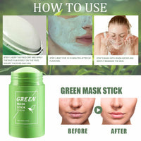ISBEAUSOLS 2Pcs Green Tea Mask Stick & 1Pcs Hair Band-Blackhead Remover & Deep Cleansing Clay Mask with Green Tea Extract-Mothers Day Gift-For Oily & Sensitive Skin-Hydrating Pore Remover-Antioxidant Facial Care