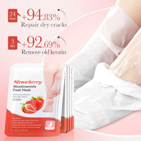 ISBEAUSOLS Foot Peel Mask - Foot Mask - Foot Peel Mask for Hard Skin - Foot Moisturiser Socks - Foot Exfoliator - Repair Heels & Removes Dry Dead Skin for Soft Feet 3 Pack (Strawberry)