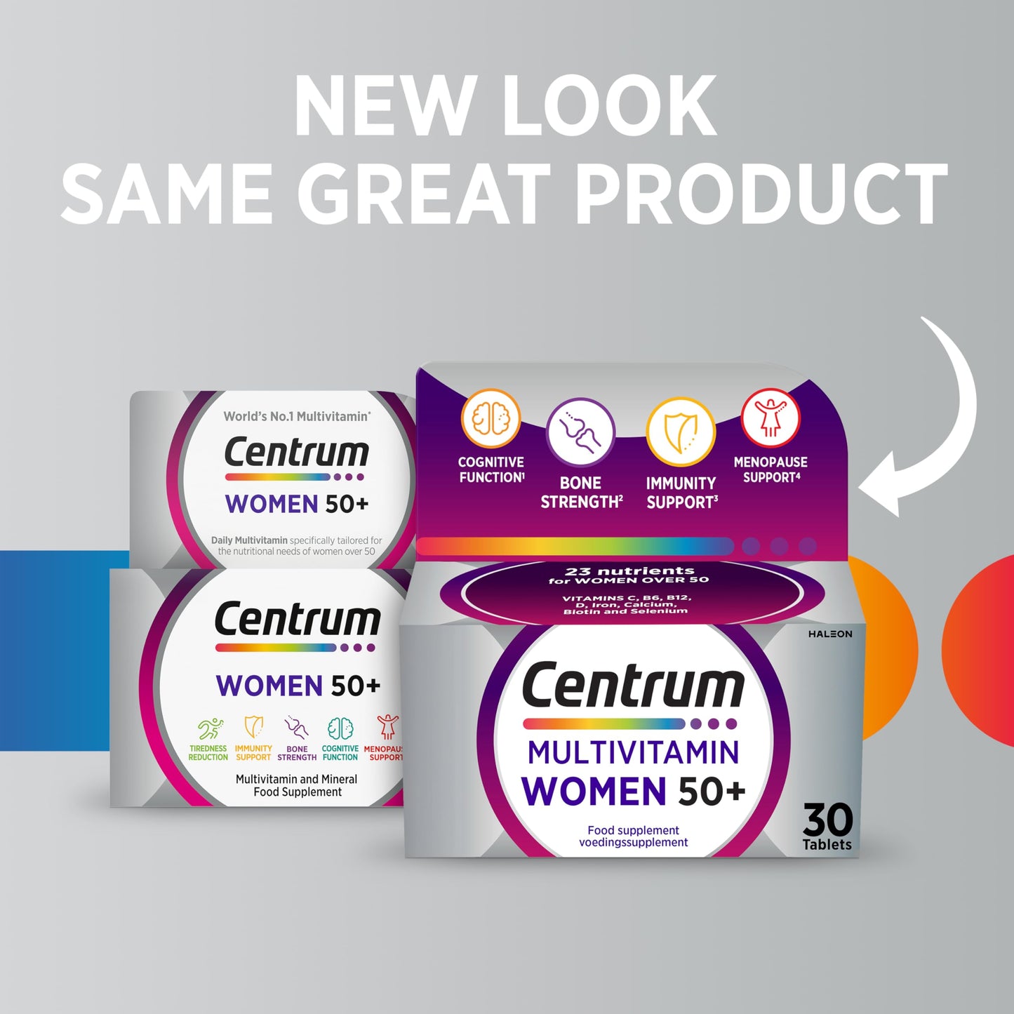 Centrum Women 50+ Tablets Multivitamin & Mineral Supplements, 23 essential nutrients including vitamin D, C, and Iron, 30 ct (Product may vary)
