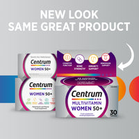 Centrum Women 50+ Tablets Multivitamin & Mineral Supplements, 23 essential nutrients including vitamin D, C, and Iron, 30 ct (Product may vary)