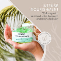 Renew Overnight Sleeping Facial Mask by Doppeltree with Aloe Vera Gel & Hyaluronic Acid - Anti Aging Hydrating Face Mask for Sunburn Relief, Skin Care & Repair - Formulated in San Francisco