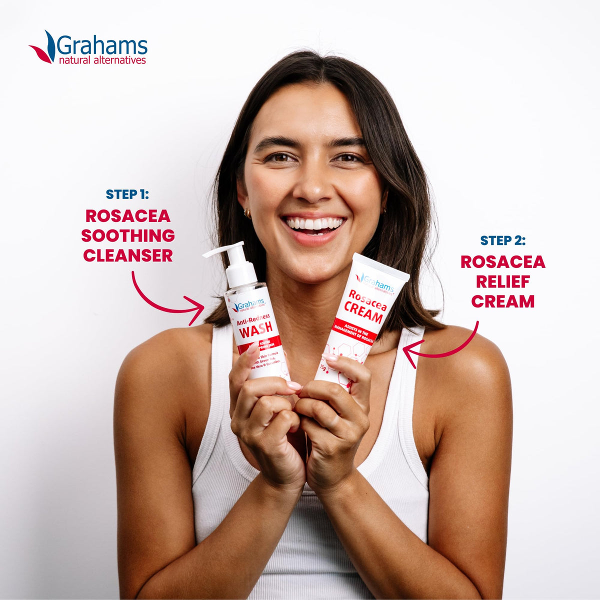 Grahams Natural Anti Redness Face Wash for Rosacea - Facial Cleanser for Redness-Prone, Sensitive Skin (1 x 125ml)