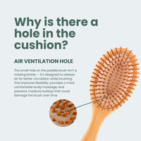 Bamboo Hair Brush by Regrowz – Detangles & Eliminates Knots – Wooden Brush for Thick & Thin Hair – Anti-Breakage with Round Natural Bristles - Versatile & Durable - Wooden Hair Brush For Women & Men