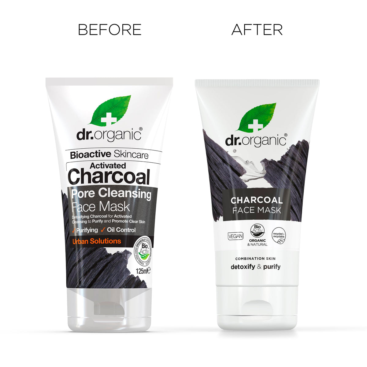 Dr. Organic Dr Organic Charcoal Face Mask, Cleansing, For Acne & Clearing Skin, Oily, Problem Skin, Natural, Vegan, Cruelty-Free, Paraben & SLS-Free, Recycled & Recyclable, Organic, 125ml, Packaging may vary