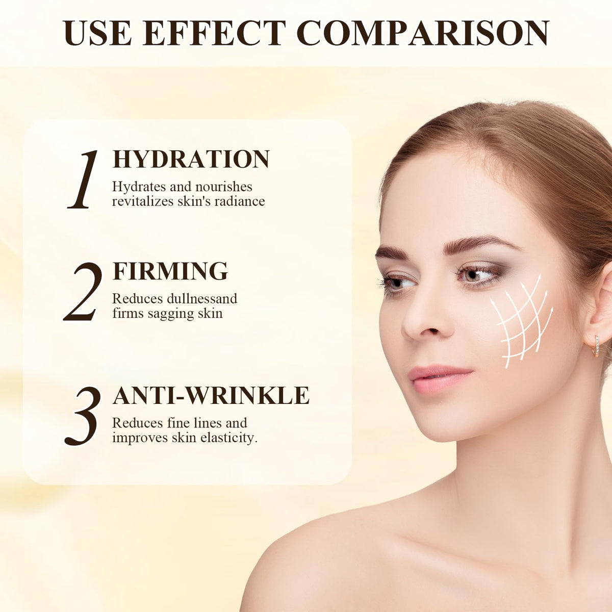 Guegine Anti-Wrinkle Firming Serum Firm and Plump Face Serum Hydrates and Locks in Moisture, Softens the Skin, Suitable for Dry and Loose Skin, and Reduces Fine Lines (30ml*2)