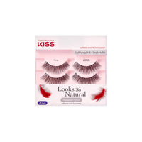 KISS Looks So Natural False Eyelashes Double Pack, Lightweight & Comfortable, Tapered End Technology, Reusable, Cruelty-Free, Contact Lens Friendly, Style 'Flirty', 2 Pairs Fake Eyelashes