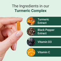 Theonia Turmeric Extract Complex - Vitamin D3 & C, Black Pepper Extract - Support Muscle & Joint Relief - Maximum Potency & Enhanced Absorption - UK Manufactured - 3 Pack - 180 Vegan Capsules