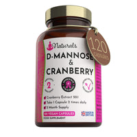 YOGANATURALS 120 D-Mannose and Cranberry Capsules - (2 Months Supply) 1000mg Extract Per Serving - UK Made Vegan Supplement (Not Tablets) - High Strength Natural UTI Support for Women & Men