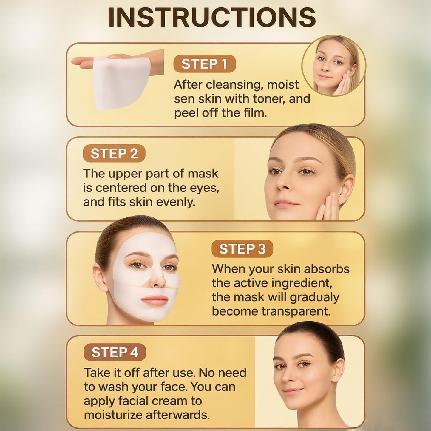 ZYNWEAI Collagen Face Mask, 4Pcs Bio Collagen Sleeping Mask, Overnight Hydration for Dry Skin, Deep Moisturising Anti-Aging Face Mask For Wrinkle Reduction, Skin Elasticity