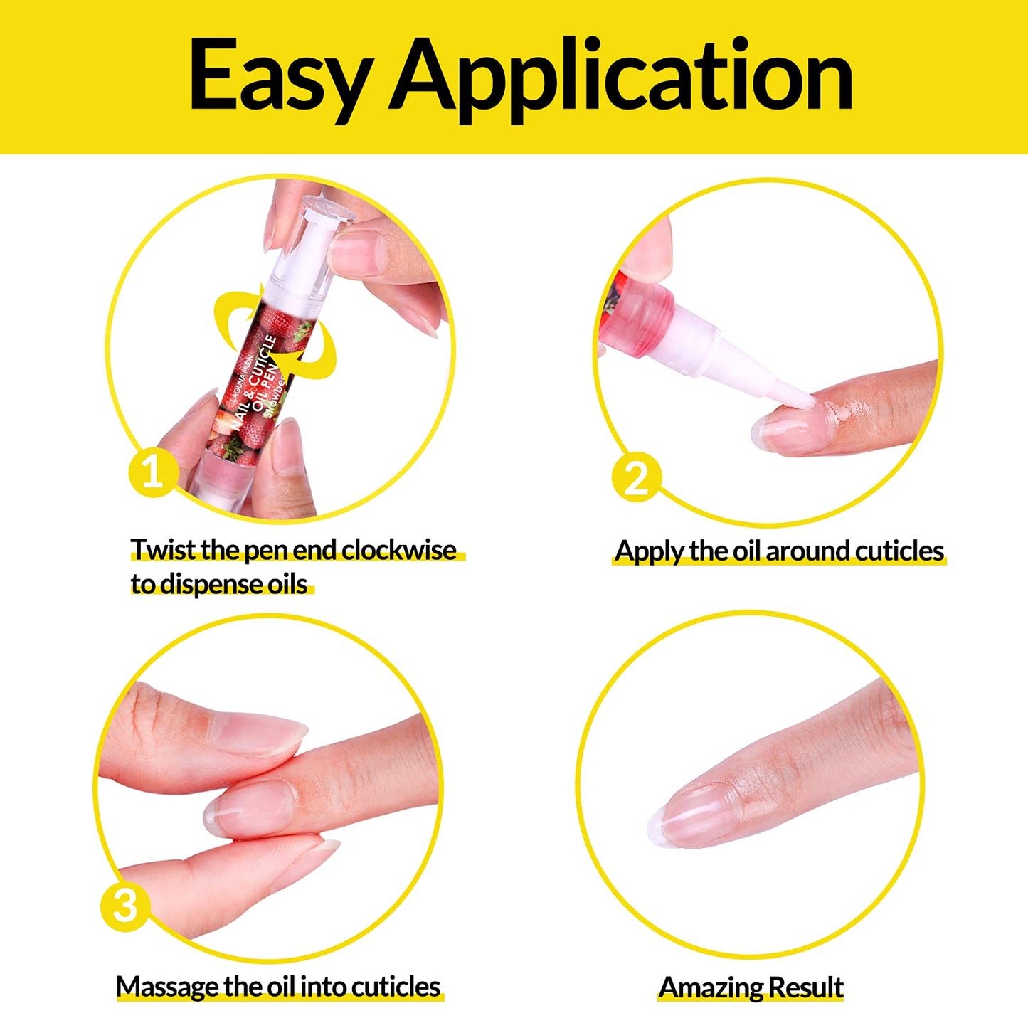 Lagunamoon 10 Pack Cuticle Oil Pens for Nail Care, 5ml Nail Oil Pens with Natural Ingredients to Moisturize and Nourish Dry Nails and Cuticles, Cuticle Oil to Prevent Nail Cracking and Hangnails