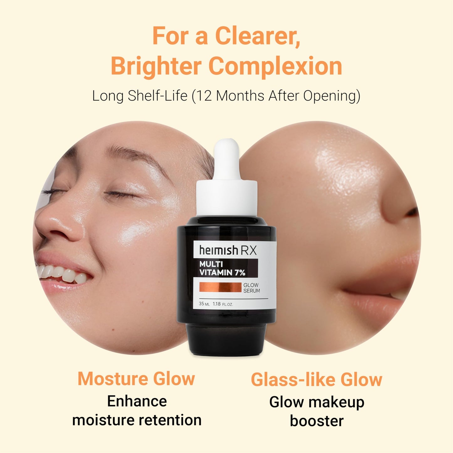 HEIMISH RX Multi Vitamin Glow Serum - Vitamin C Serum for face, Dark Spot & Hyperpigmentation Reduction, Anti Aging, Skin Brightening Serum with Vitamin C 7%, Niacinamide 5% - 35 ml (1.18 fl. oz)