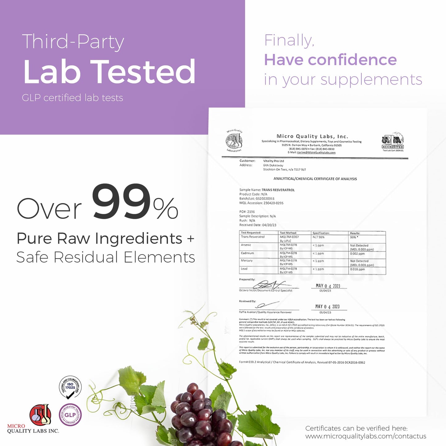 vP Vitality Pro Trans Resveratrol Supplements, 90 Capsules - 500 milligrams Pure Trans Resveratrol Powder for Vitality & Immunity Support - Vegan Dietary Supplements