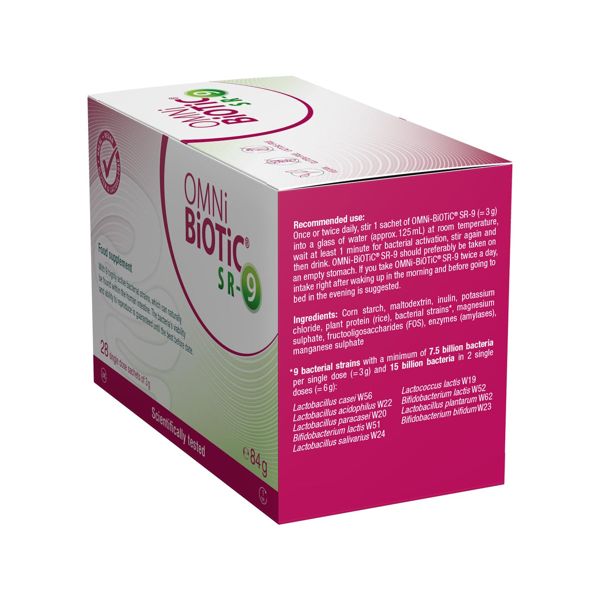 OMNi BiOTiC SR-9 | 28 sachets (84 g) | 9 Bacterial strains | 15 Billion Bacteria per Daily dose | Powder | Vegan | Gluten-Free | Lactose-Free | Halal | for Daily use