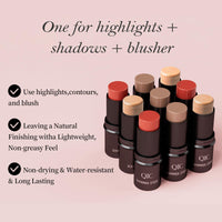 DENESTUP 3Pcs Contour Stick, Bronzer Highlighter and Blush Sticks, Cream Contour Beauty Wand with Brush, Long Lasting & Smooth Natural Face Contouring Illuminator, Professional Makeup Kit for All Skin
