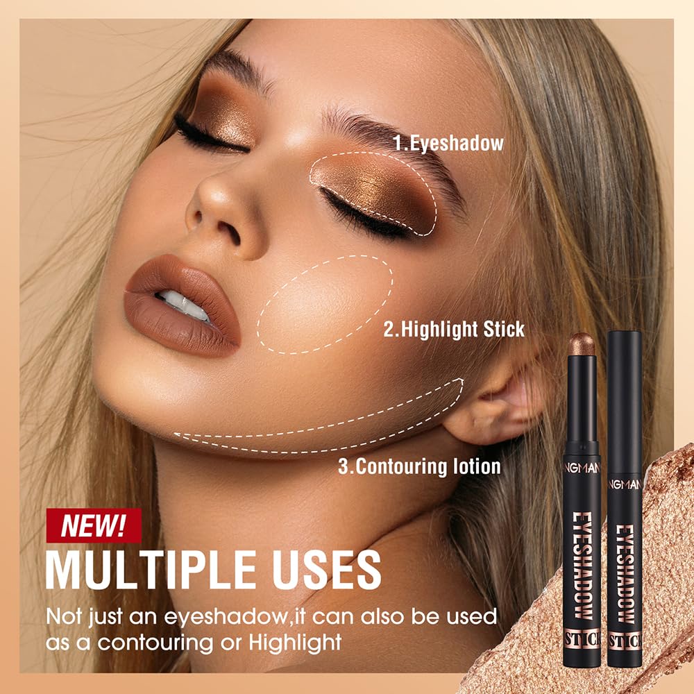 XINYUNXIN 8PCS Eyeshadow Stick Soft Creamy Matte Shimmer Eye Shadow Pencil Crayon Highlighting Pigmented Shiny Eyeshadow Pencil Waterproof Classy Shimmer Eye Shadow Sticks Set (A)
