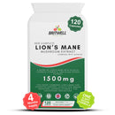 Lions Mane Mushroom Supplement High Strength 1500mg with Vitamin C - 120 Vegan Capsules with Alfalfa and Black Pepper Extract, 4 Month Supply Made in The UK -Focus & Immune Support - Britwell Health