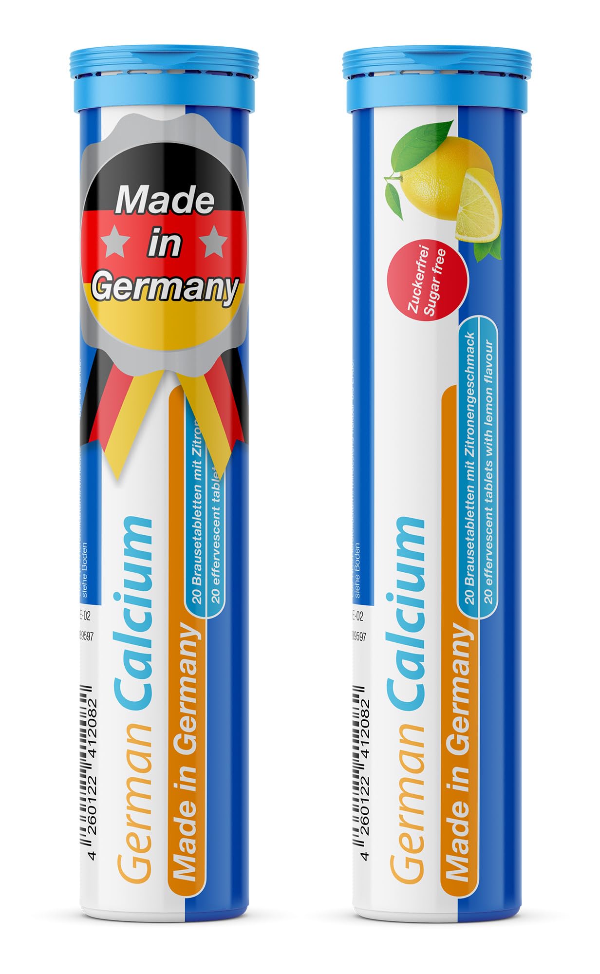 Calcium 500 mg - 2 x 20 effervescent Tablets - Lemon Flavor - T&D Pharma German Calcium - Made in Germany