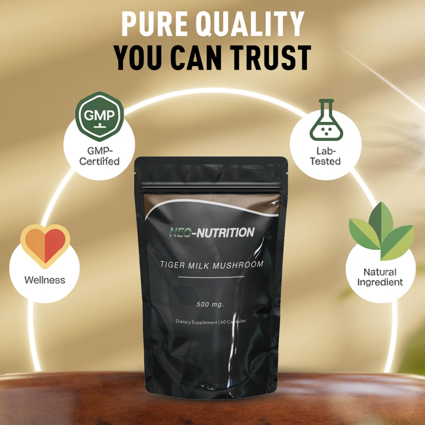 Tiger Milk Mushroom Capsules 500mg | High Strength | Pure & Natural Supplement | No Fillers or Binders | Vegan | Cognitive & Immune Support | UK NEO