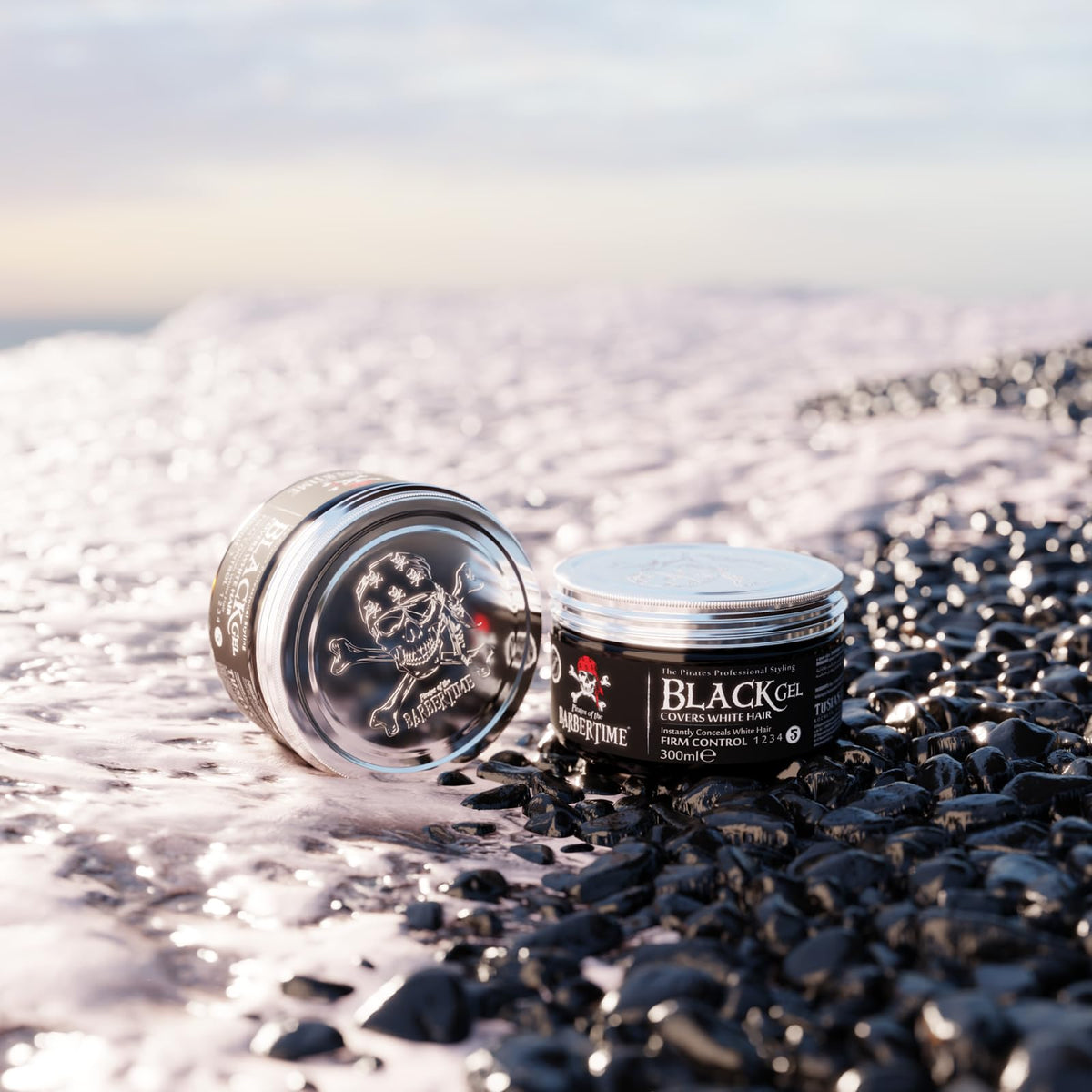 Barbertime UK Barbertime Hair Styling Gel | Temp Black Colouring Gel | Strong Hold Hair Coloring Covering Gel For Grey White Hair 300ml