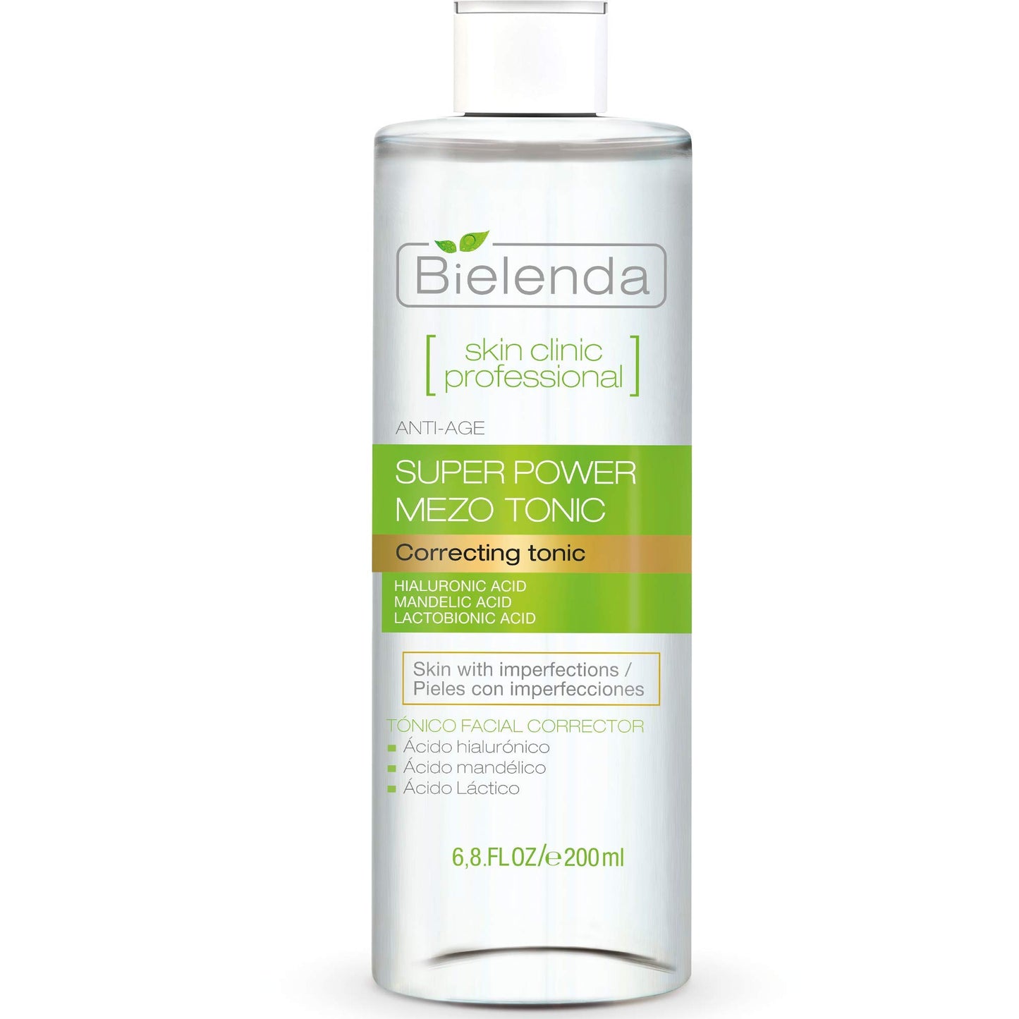 Bielenda Skin Clinic - Face Tonic - Effectively Cleanses The Skin - Reduce Pores Enhance Skin Shine Lightens Discolorations - Skin Clinic Professional with Mandelic and Lactobionic Acid - 200 ml
